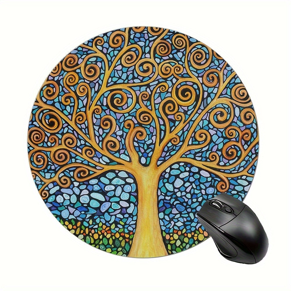 Tree Of Life Round Mouse Mat Non Slip Rubber Base Mousepad