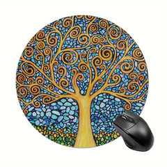 Tree Of Life Round Mouse Mat Non Slip Rubber Base Mousepad