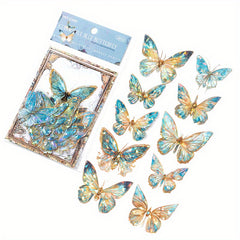 20pcs Ice Crystal Laser Butterfly Stickers for DIY Handbook Mat