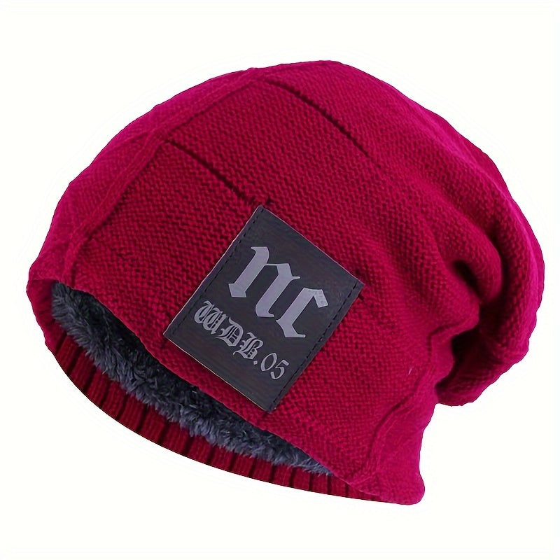 Men's Velvet Knitted Beanie Hat Winter Warm Skull Cap