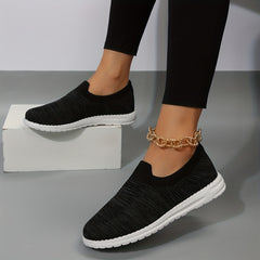 Women's Breathable Knit Sneakers Casual Slip On Outdoor Shoes