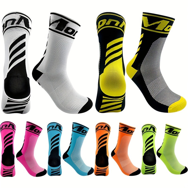 Breathable Sweat Absorbent Mid Calf Cycling Sports Socks