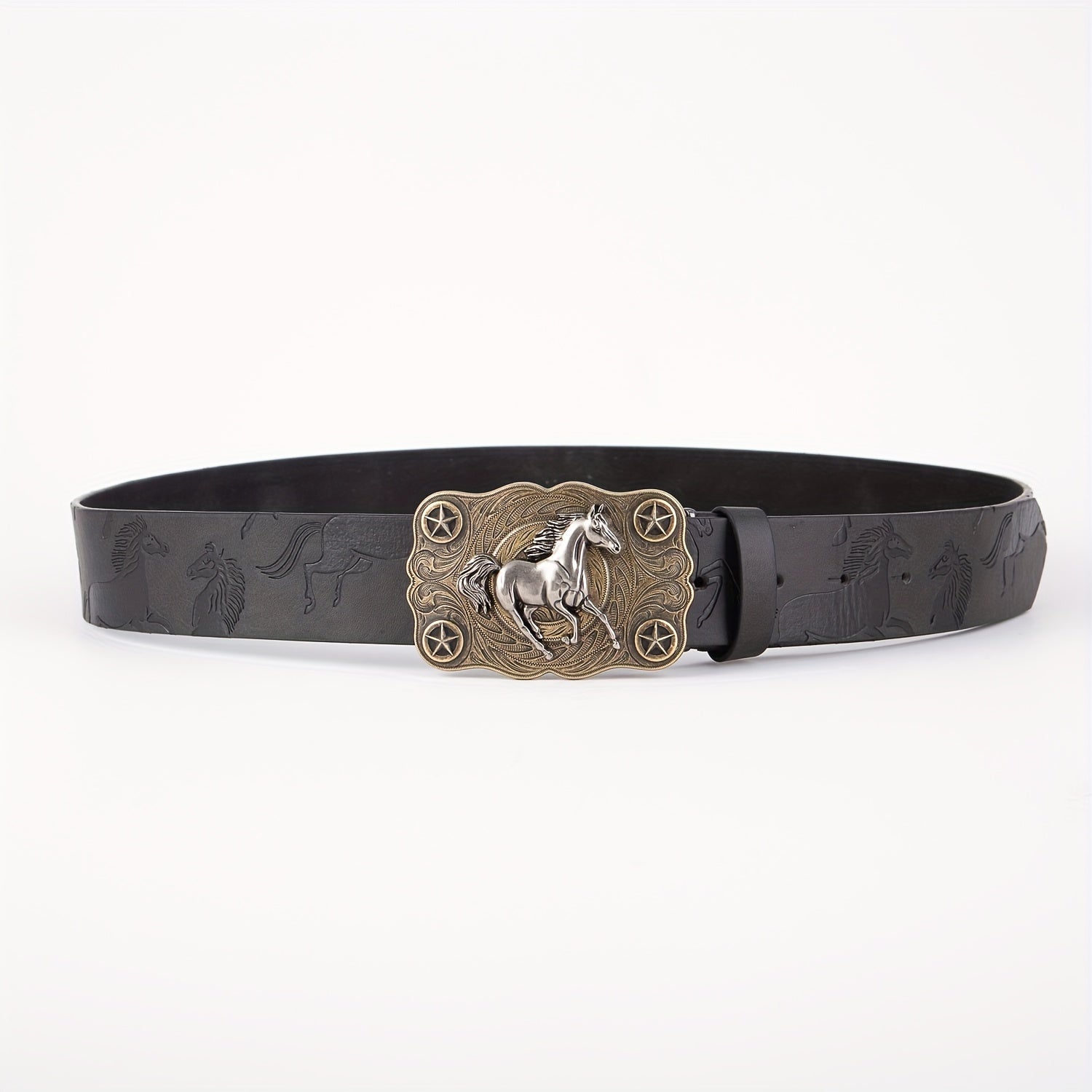 Flying Horse Print Western Large Board Buckle Belt