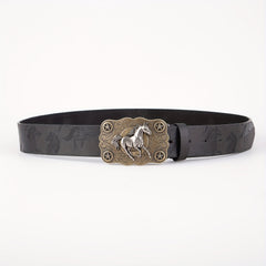 Flying Horse Print Western Large Board Buckle Belt
