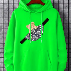 Men's Teddy Bear Print Hoodie & Crossbody Bag