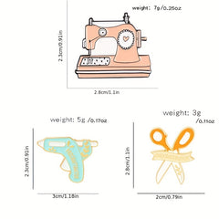 Sewing Machine Measure Tape Scissors Needlework Sheep Brooch