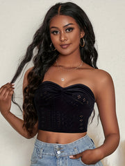 Women's Eyelet Tube Top Bandeau Crop Top