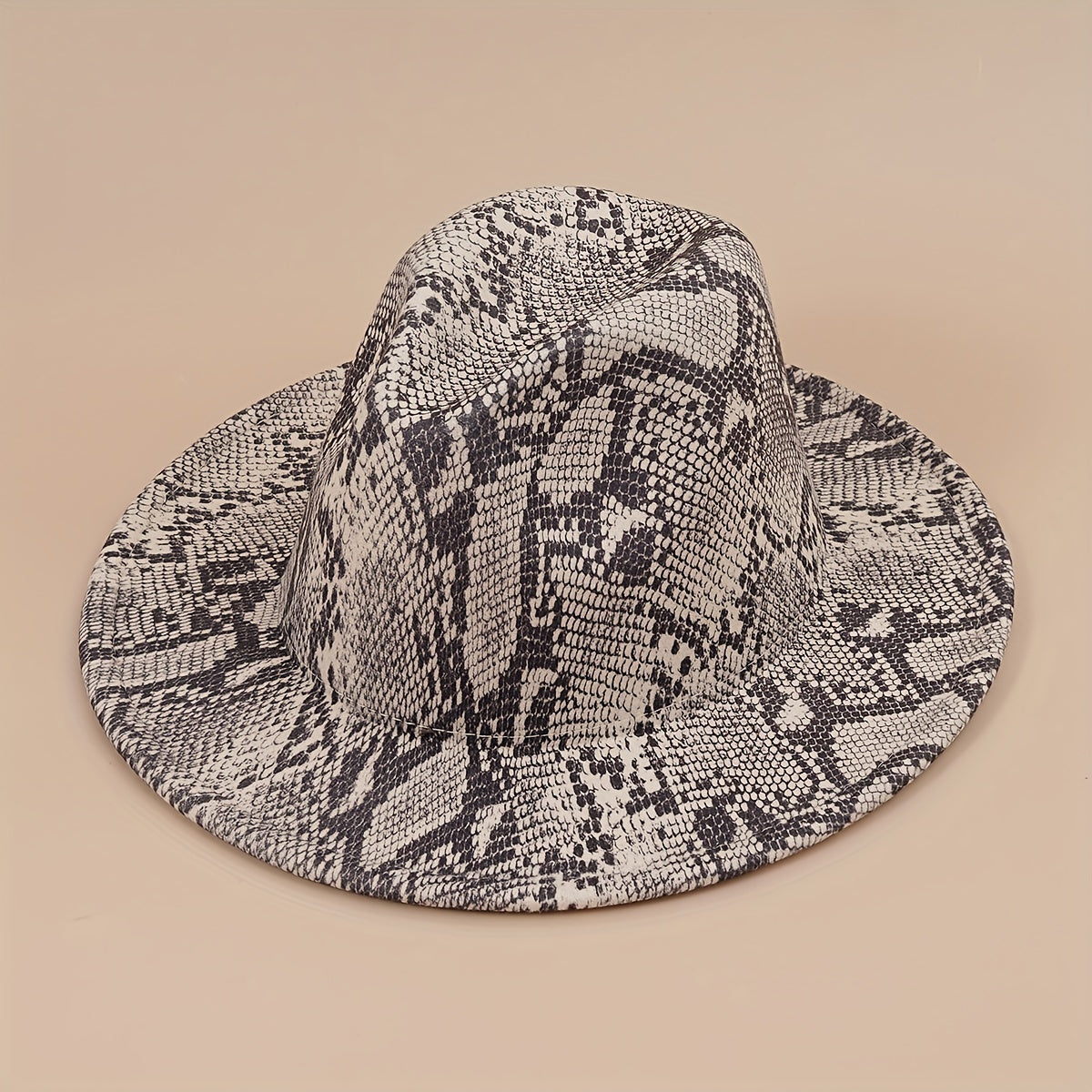 Snake Pattern Woolen Top Hat Big Brim Jazz Hat