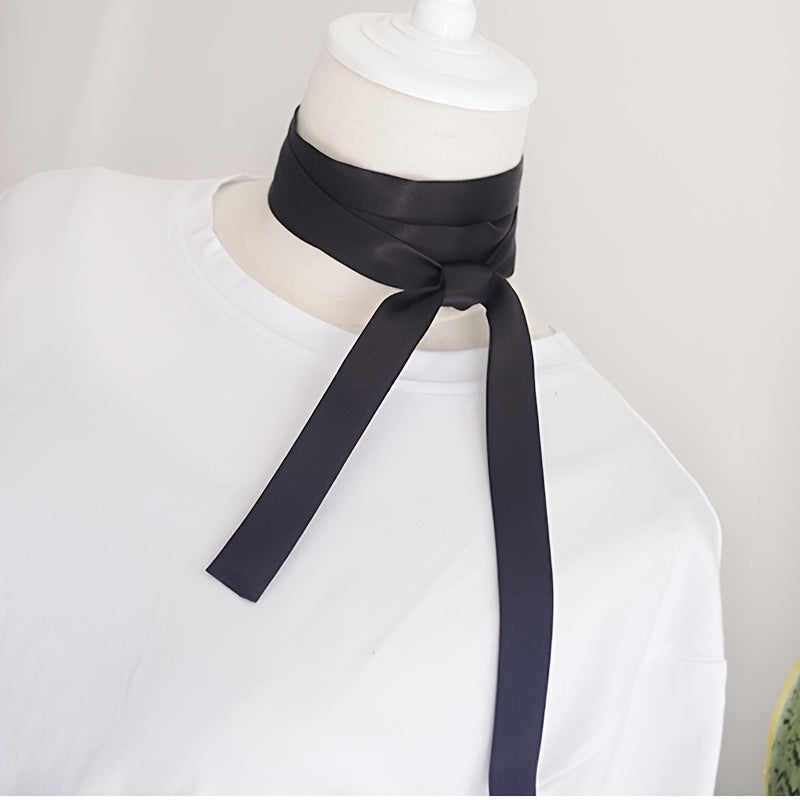 Silky Female Bow Tie Thin Ribbon Neckerchief Silk Tie