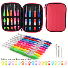 36pcs Crochet Hooks Set Ergonomic Rubber Grips Needles Knitting
