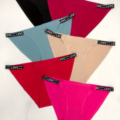 6 Pcs Letter Tape Bikini Panties Low Waist Stretchy Lingerie & Underwear