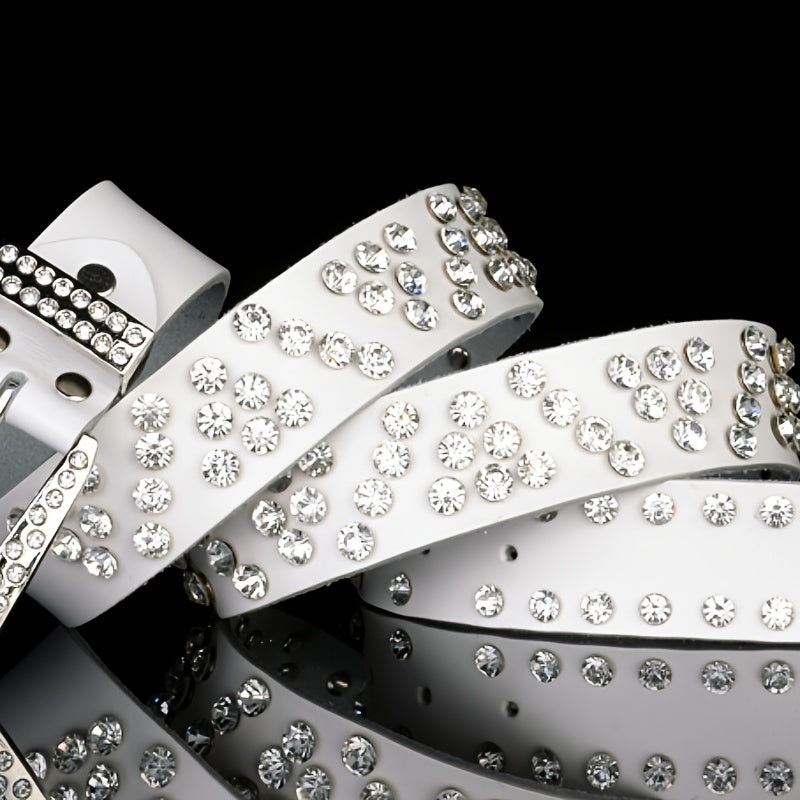 Women's Rhinestone Jeans Belt Wide Trim Fashion Glitter Studded