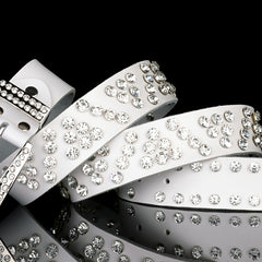 Women's Rhinestone Jeans Belt Wide Trim Fashion Glitter Studded