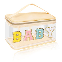 Chenille Letter Clear Makeup Bag Zipper Waterproof Cosmetic Handbag