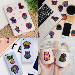 50pcs Neon Light Graffiti Stickers Creative Style Stickers For Adults