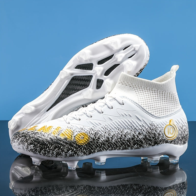 Boys' High Top Spiked Football Cleats Non Slip Outdoor Soccer Shoes