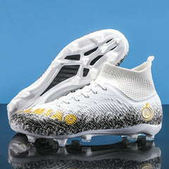 Boys' High Top Spiked Football Cleats Non Slip Outdoor Soccer Shoes