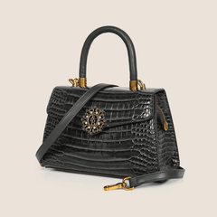Crocodile Texture Handbag with Metal Clasp for Parties