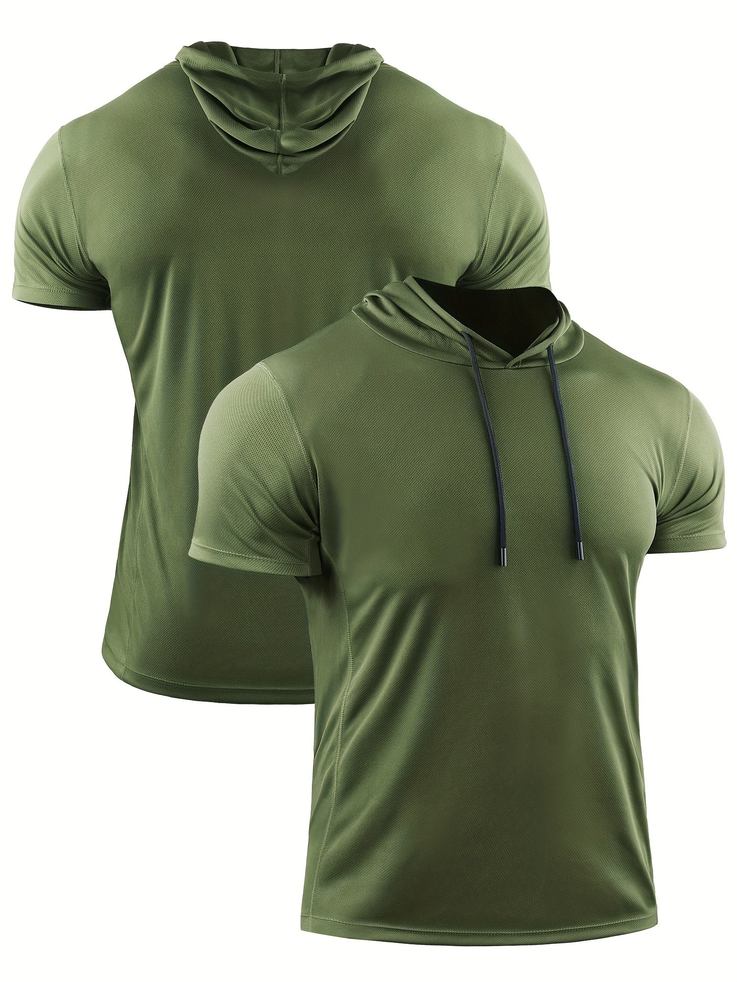 Men's Casual Sports Shirt Quick Dry Hooded Short Sleeve Top