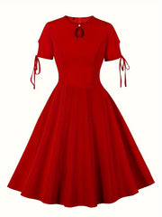 Solid Knot Short Sleeve Casual Dress
