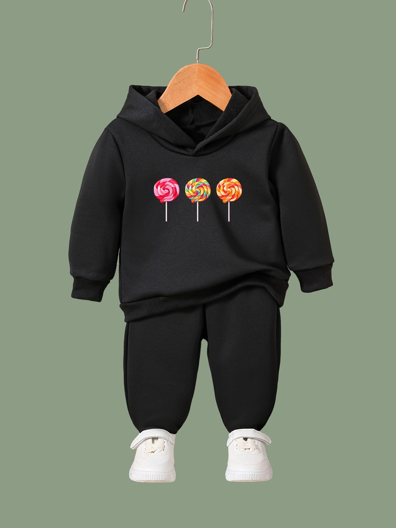 Lollipop Pattern Hooded Sweatshirt Girls Comfy Hoodies & Sweatpants