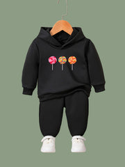 Lollipop Pattern Hooded Sweatshirt Girls Comfy Hoodies & Sweatpants