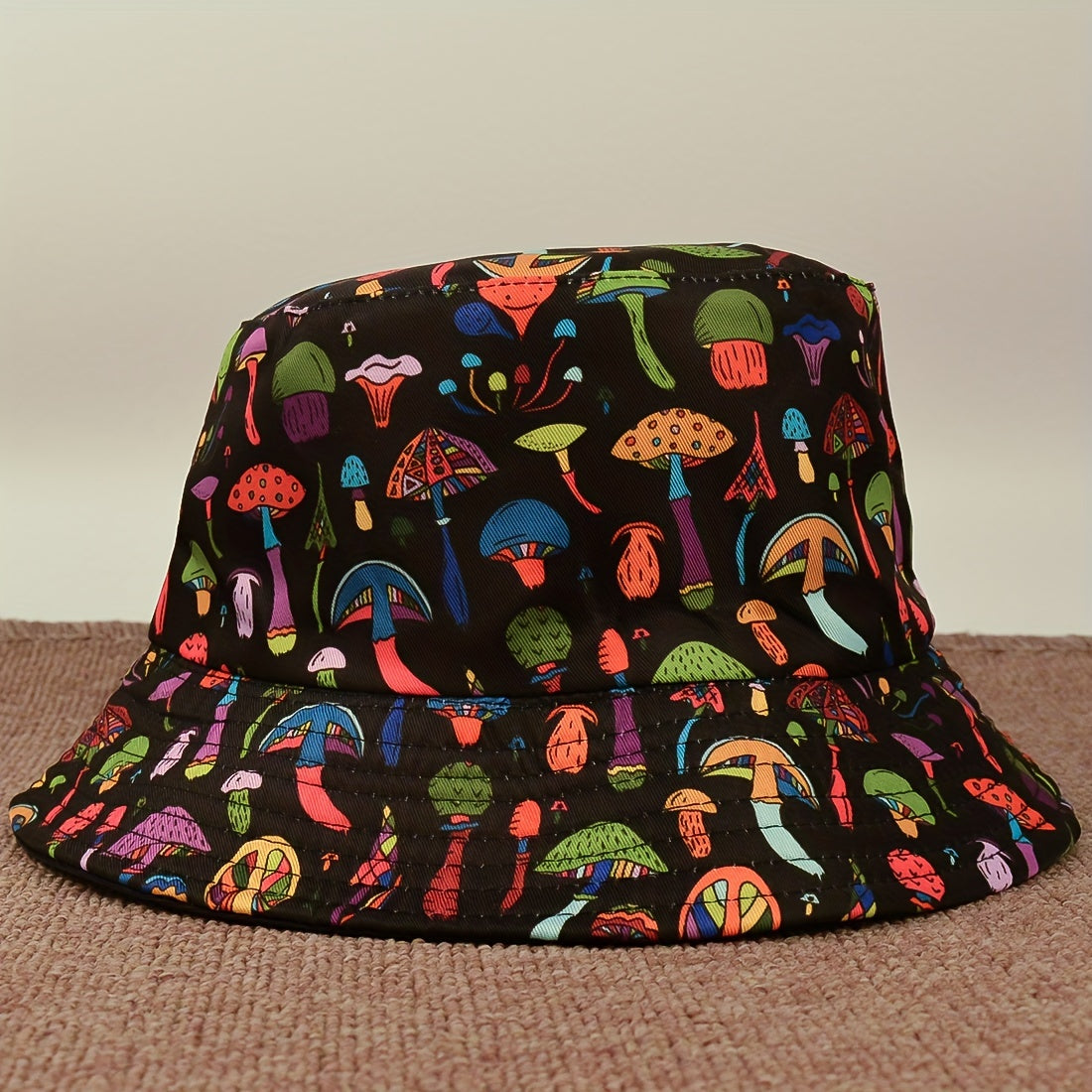 Versatile Mushroom Print Sunshade Bucket Hat for Daily Shopping