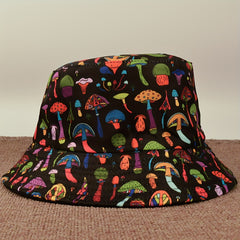 Versatile Mushroom Print Sunshade Bucket Hat for Daily Shopping