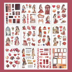 Vintage Floral Sticker Book - Parisian Scenes & Tea Party Designs