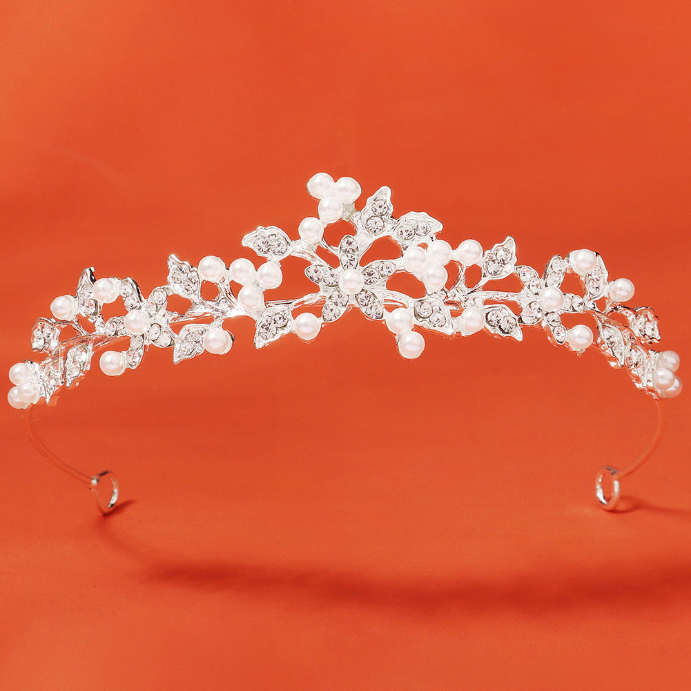 Faux Pearl Rhinestone Flower Crown Hairband Headband Party Favor Decorations