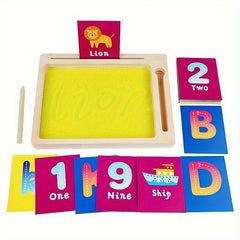 Colorful Alphabet & Number Sand Art Set Wooden Toy Ages 3