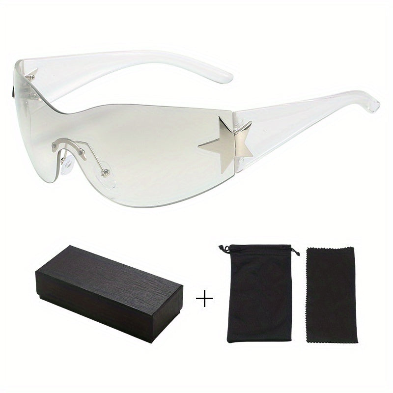 Y2K Oversized Frameless Shield Wrap Around Sunglasses