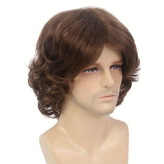 Men Short Curly Wigs Male Guy Layered Wavy Halloween Cosplay Anime Party
