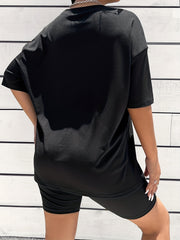 2pcs Summer Sports Suits Letter Graphic Short Sleeve T shirts & Shorts