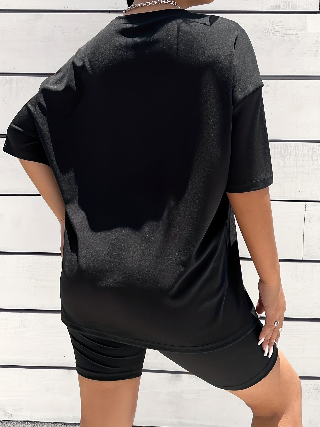 2pcs Independence Graphic Sports Set Crew Neck Short Sleeves & Solid Shorts
