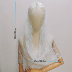 Bridal Lace Head Veil Shawl Floral Vintage Court Style Lightweight