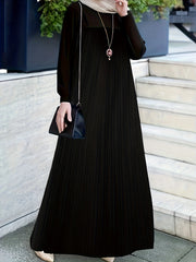 Abaya Dress Women's Solid Long Sleeve Ribbed Knit Maxi Dress
