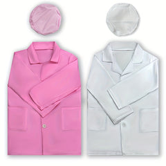 2pcs Kids Nurse Role Play Outfit Pink & Polyester Costume with Capes Pumps