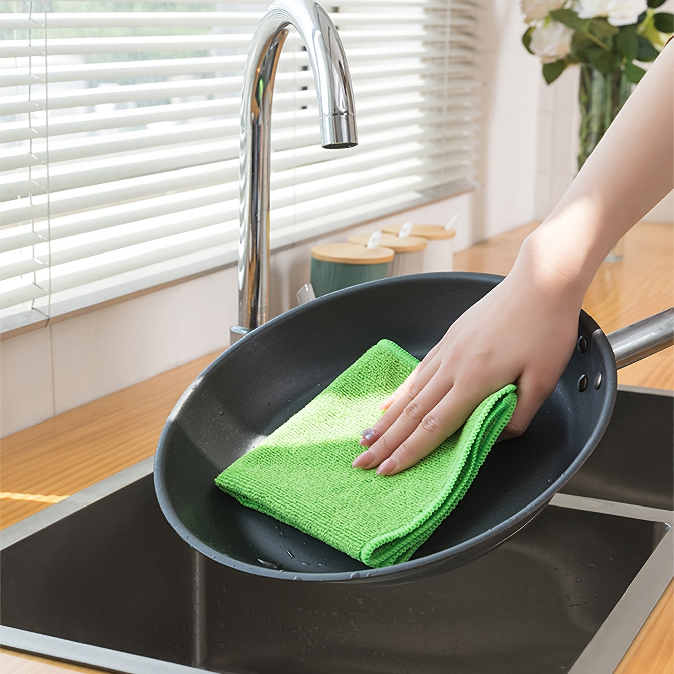 10pcs Microfiber Cleaning Cloth Towels - Reusable Lint-free Kitchen Supplies