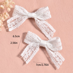 2pcs Princess Lace Bow Ties for Girls' Bangs Clips