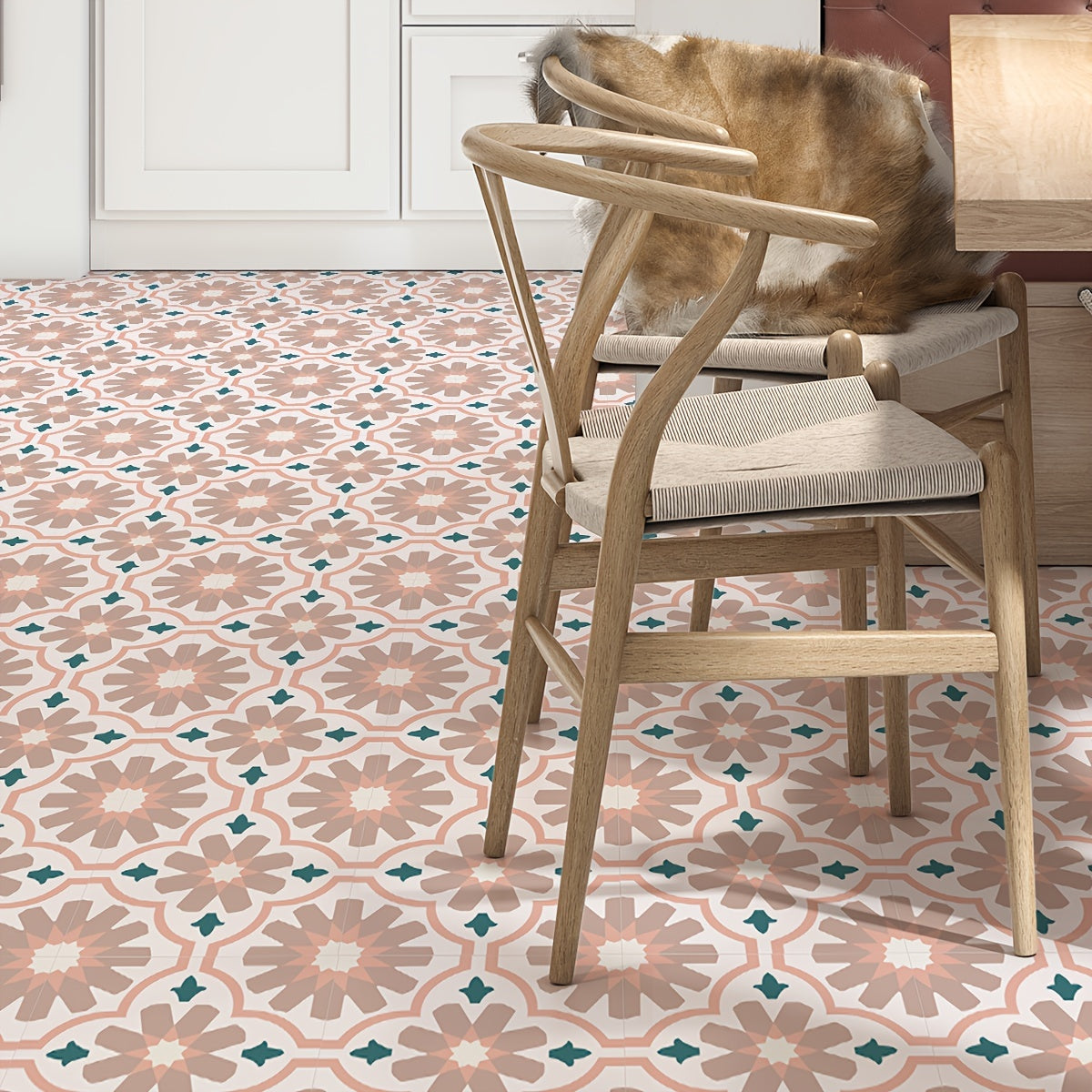 Bohemian Pattern Printed Floor Stickers - Non-slip Self-adhesive Tile Stickers