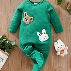 Unisex Baby Romper Cartoon Animal Embroidered Pattern Spring And Autumn