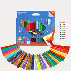 36pcs Triangular Crayon Set with Case for Toddlers - Non Toxic