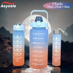 3-Pack 32oz Water Bottle with Straw & Time Marker, Portable Leakproof Sports Cup