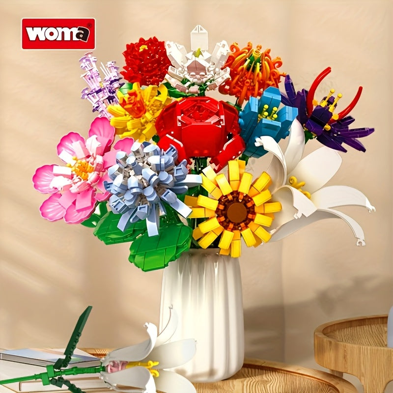 WOMA Bouquet Building Block Set Eternal Roses for Girls 6+ Hand Eye Coordination