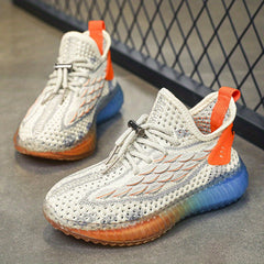 Boys Breathable Woven Sneakers Lightweight Non Slip Lace Up Shoes