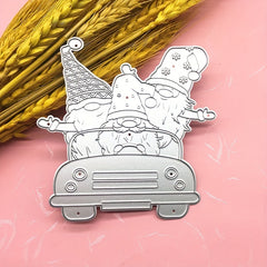 Christmas Series Cutting Dies Santa Claus Driving Flower Pressing Mold