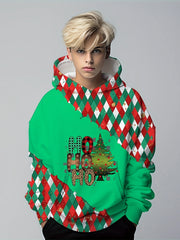 Christmas Tree Pattern Hoodie For Kids Pullover Boy's Clothes