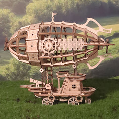 3D Wooden Puzzle Airship Model Kit for Adults - Building Brain Teaser