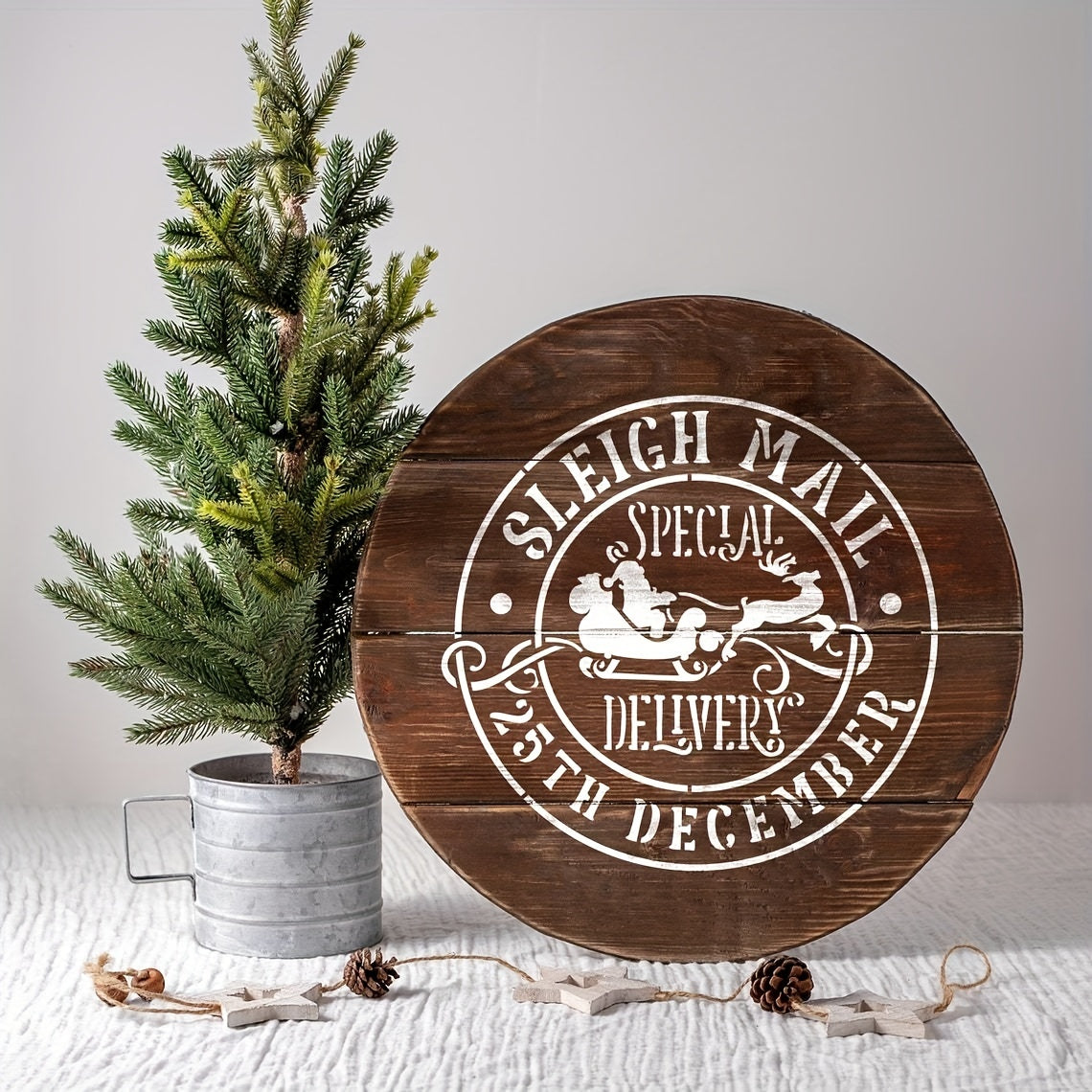 1pc Sleigh Mail Merry Christmas Stencil For Painting DIY